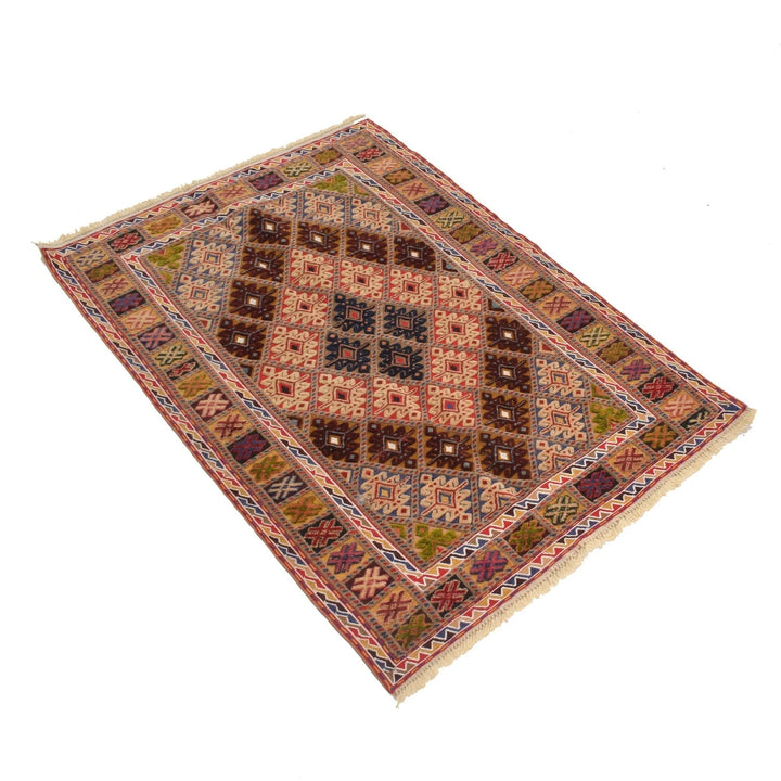 Afghan Nakhunak Kilim Rug 2' 8" x 3' 8" Flat-Weave | No. AL29312