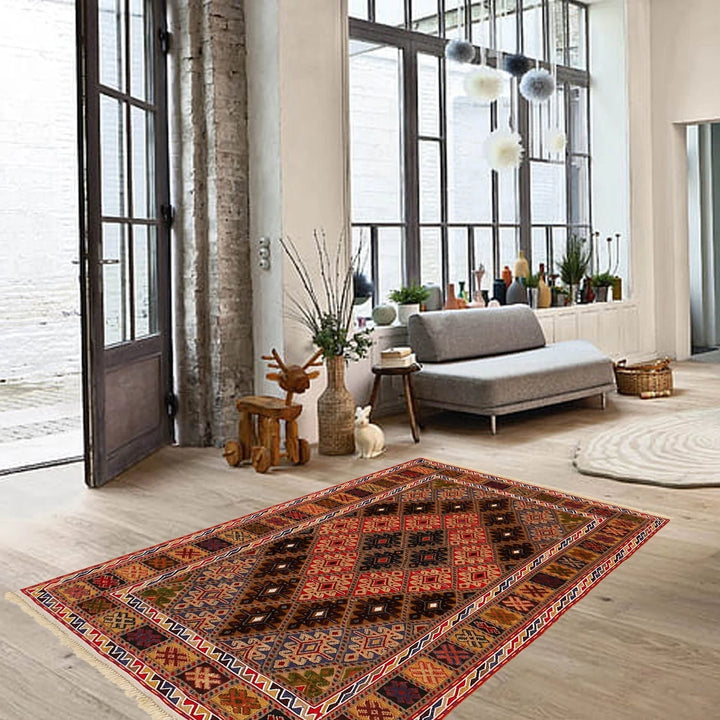 Afghan Nakhunak Kilim Rug 2' 8" x 3' 8" Flat-Weave | No. AL29312