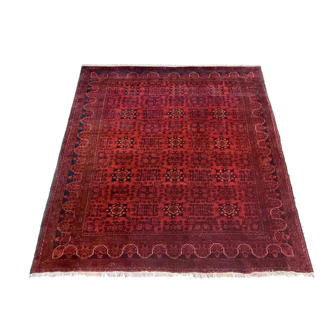 Red Afghan Khal Mohammadi Rug 5' 3" x 6' 3" Hand-Knotted | No. AL293169