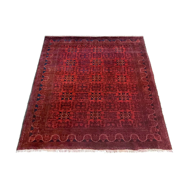Red Afghan Khal Mohammadi Rug 5' 3" x 6' 3" Hand-Knotted | No. AL293169