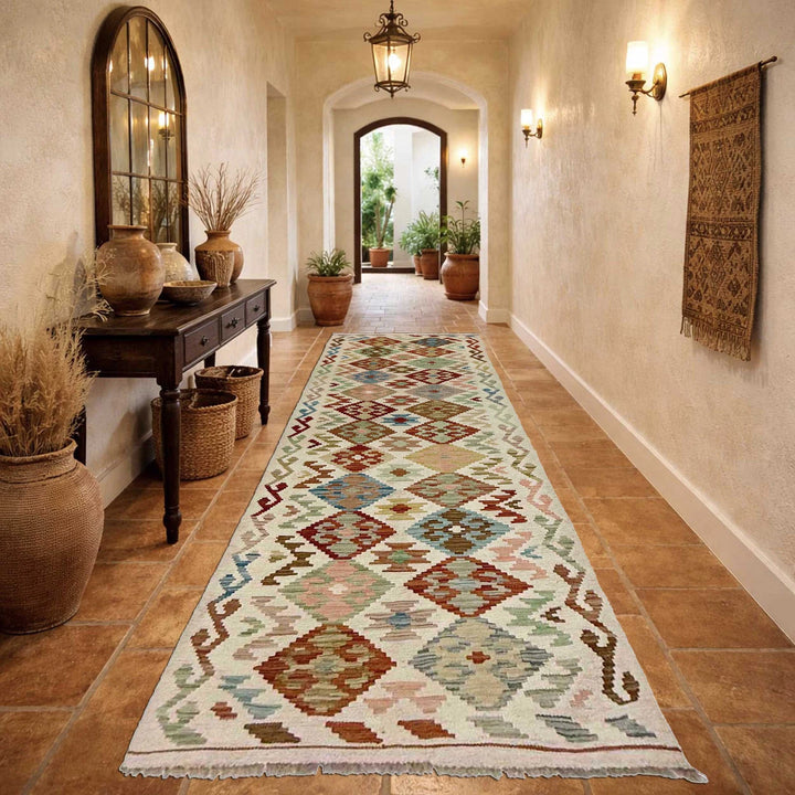 Afghan Kilim Rug 2' 10" x 9' 5" Flat-Weave | No. AL29327