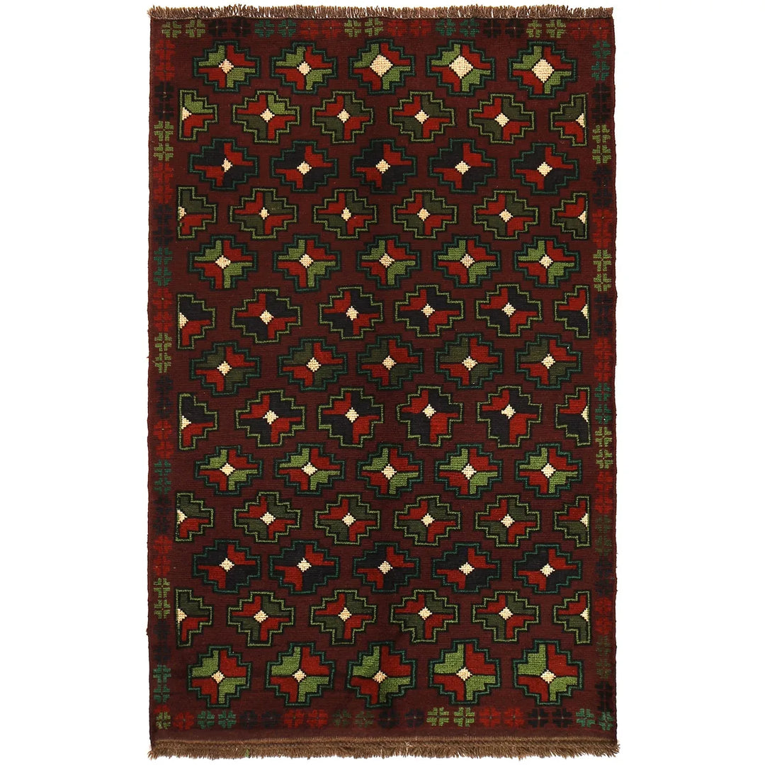 Afghan Baluchi Rug 4' 0" x 6' 4" Hand-Knotted | No. AL29363