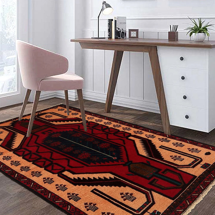 Beige Afghan Baluchi Rug 2' 11" x 4' 9" Hand-Knotted | No. AL29365