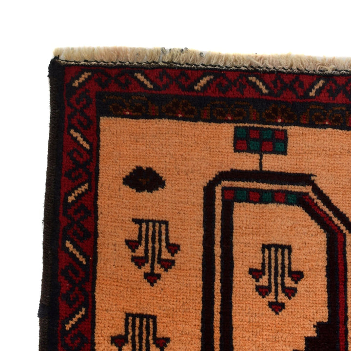 Beige Afghan Baluchi Rug 2' 11" x 4' 9" Hand-Knotted | No. AL29365