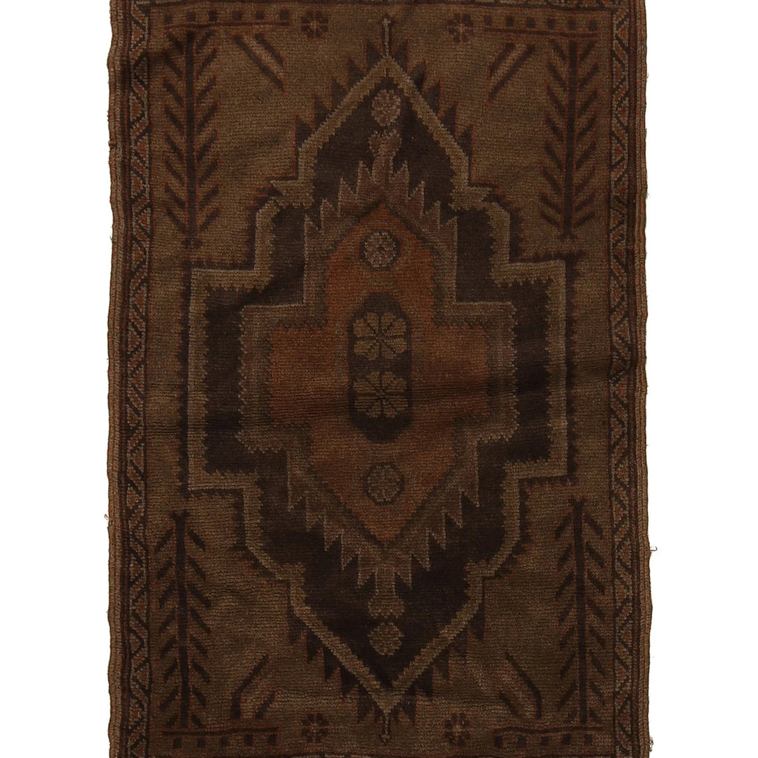 Brown Pakistani Overdyed Rug 2' 8" x 4' 2" Hand-Knotted | No. AL29397