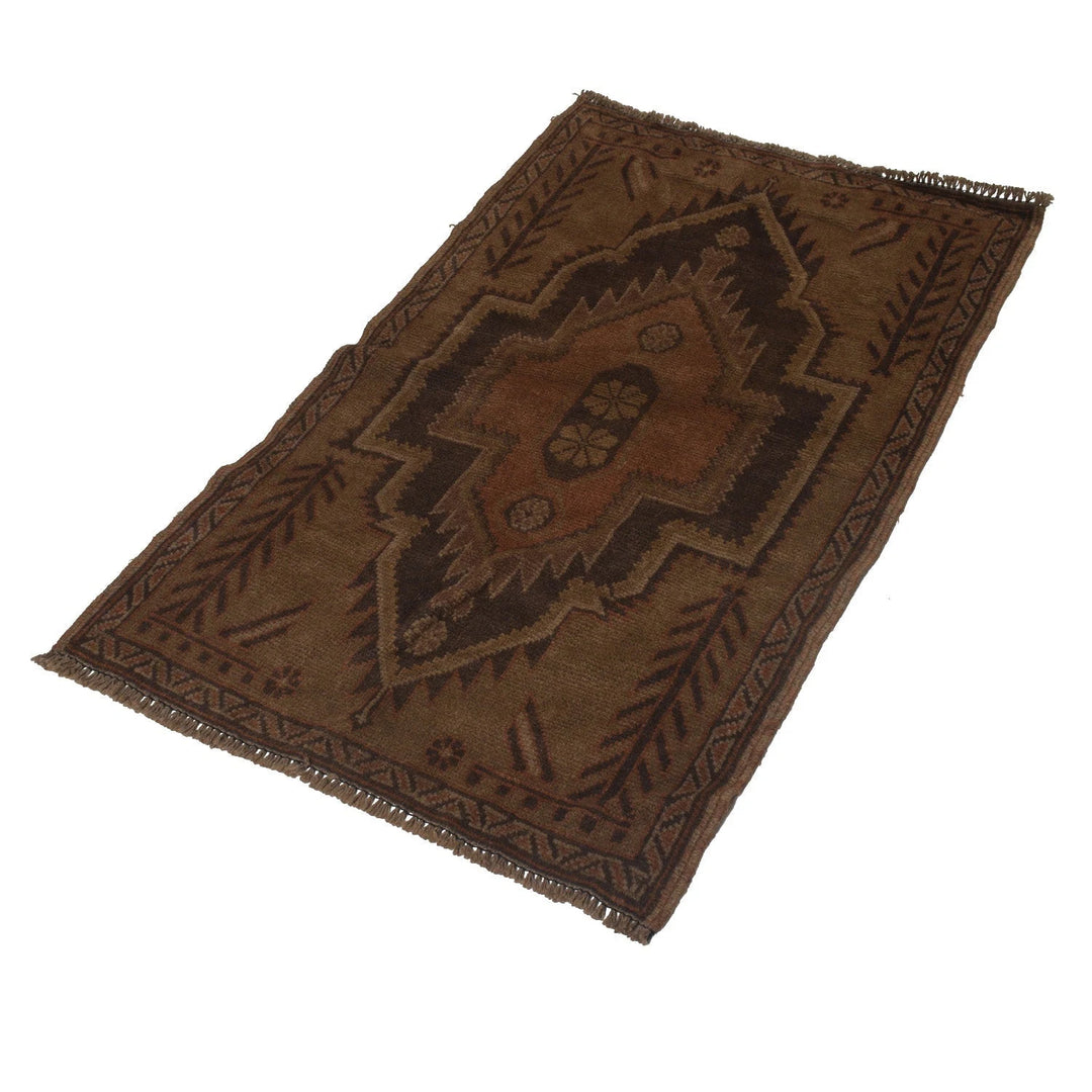 Brown Pakistani Overdyed Rug 2' 8" x 4' 2" Hand-Knotted | No. AL29397