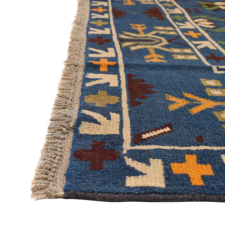 Blue Afghan Oushak Rug 6' 10" x 9' 7" Hand-Knotted | No. AL29406