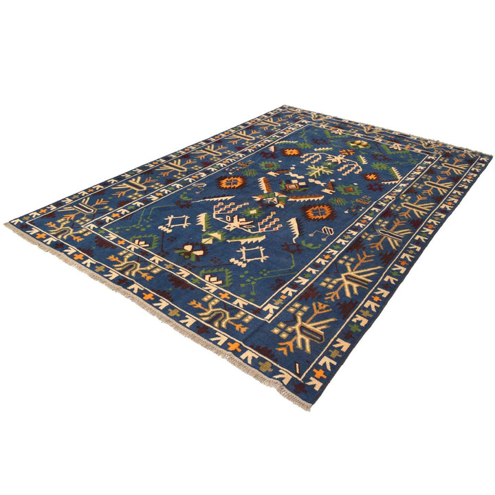 Blue Afghan Oushak Rug 6' 10" x 9' 7" Hand-Knotted | No. AL29406