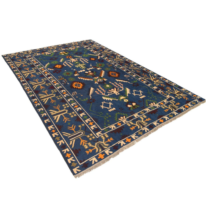 Blue Afghan Oushak Rug 6' 10" x 9' 7" Hand-Knotted | No. AL29406