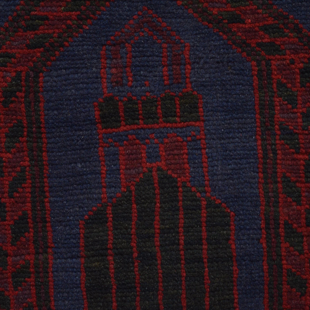 Blue Afghan Prayer Rug 3' 0" x 4' 6" Hand-Knotted | No. AL29407