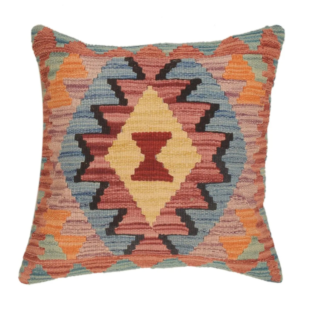 Afghan Kilim Cushion Cover 1' 6" x 1' 6" Flat-Weave | No. AL29441