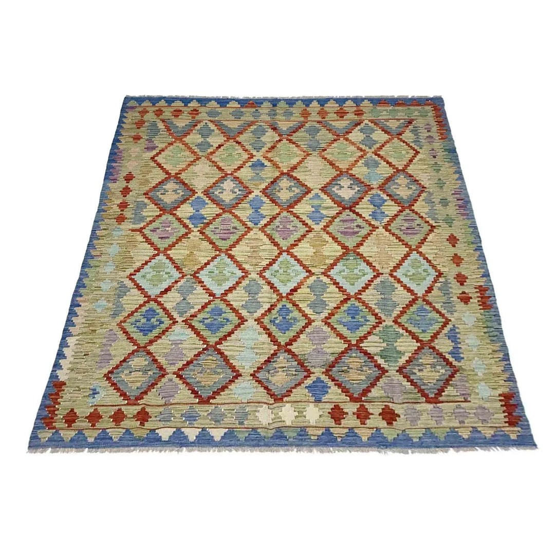 Multicolor Afghan Kilim Rug 5' 11" x 7' 9" Flat-Weave | No. AL29451