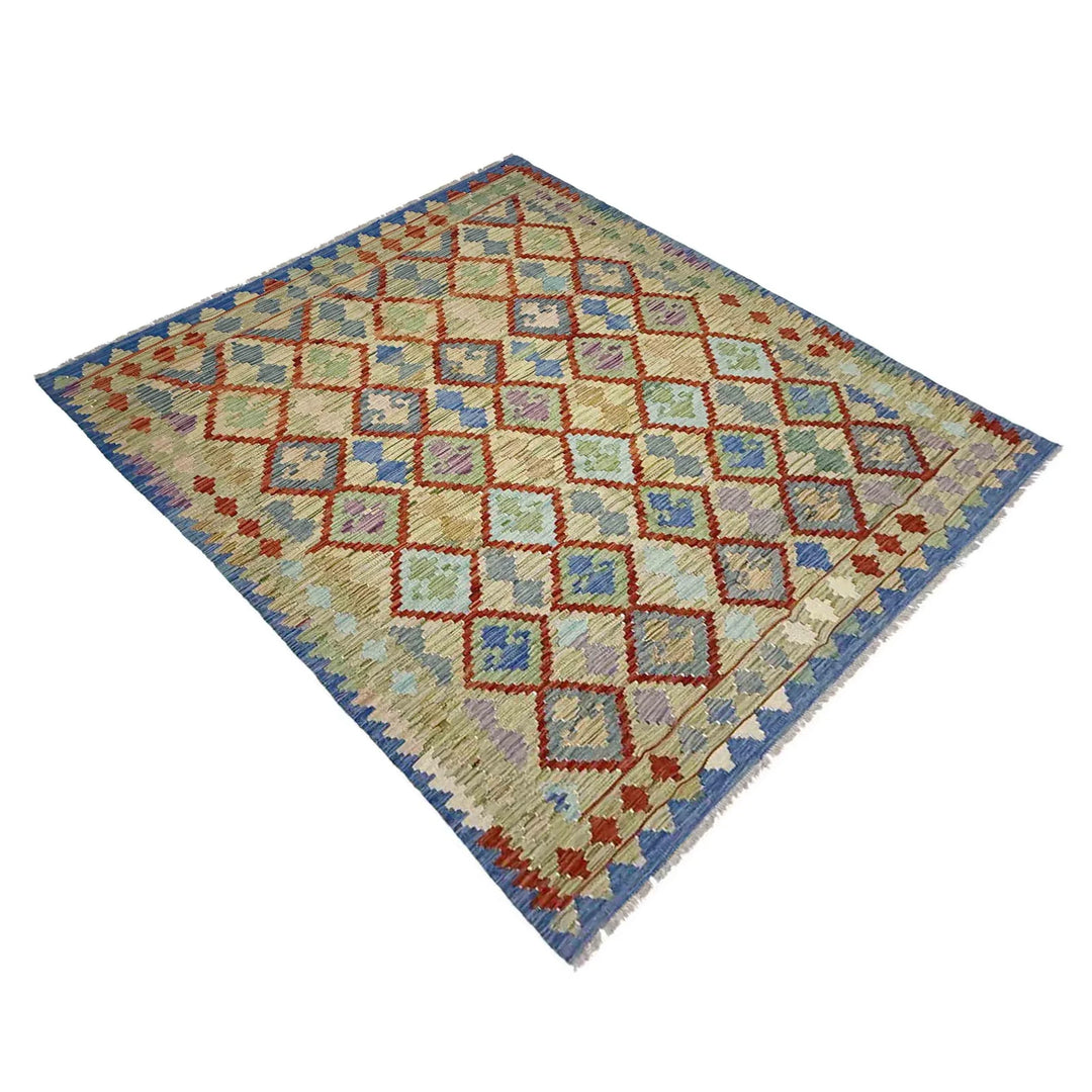 Multicolor Afghan Vegetable Kilim Rug 5' 11" x 7' 9" Flat-Weave | No. AL29451