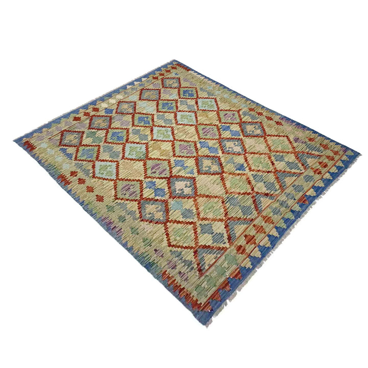Multicolor Afghan Vegetable Kilim Rug 5' 11" x 7' 9" Flat-Weave | No. AL29451