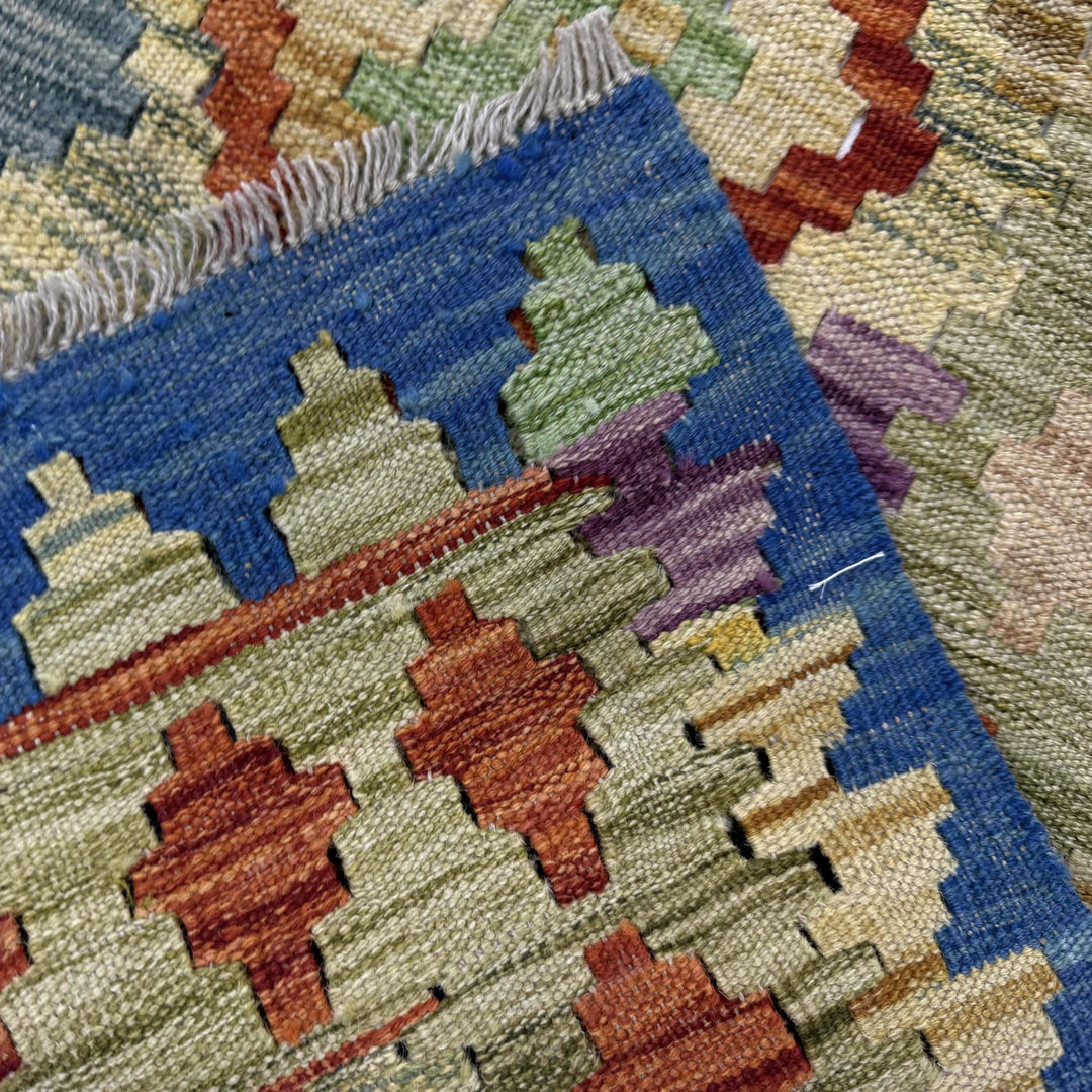 Multicolor Afghan Vegetable Kilim Rug 5' 11" x 7' 9" Flat-Weave | No. AL29451