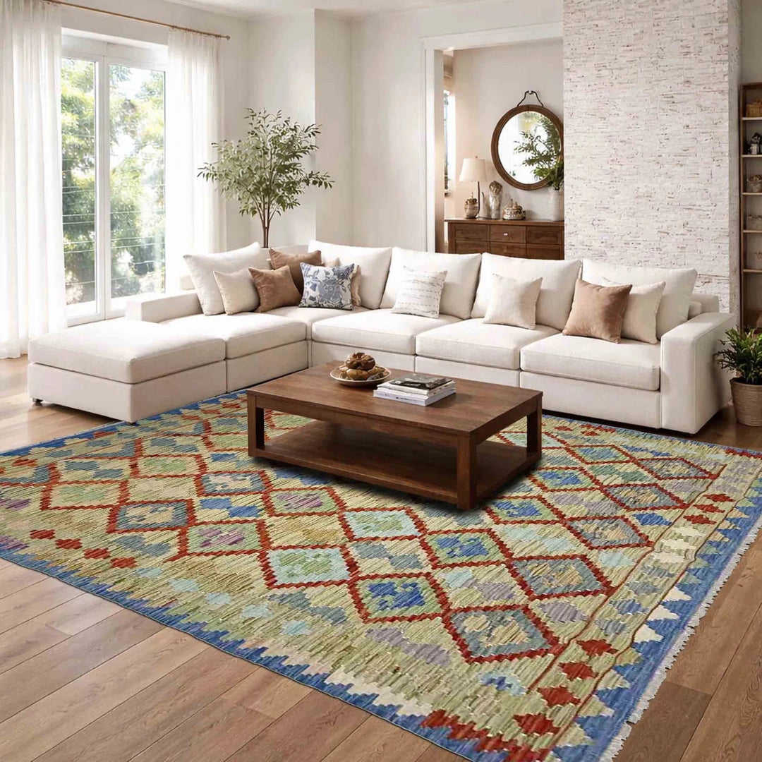 Multicolor Afghan Kilim Rug 5' 11" x 7' 9" Flat-Weave | No. AL29451