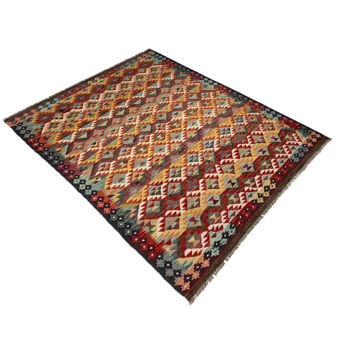 Afghan Vegetable Kilim Rug 5' 10" x 8' 0" Flat-Weave | No. AL295742