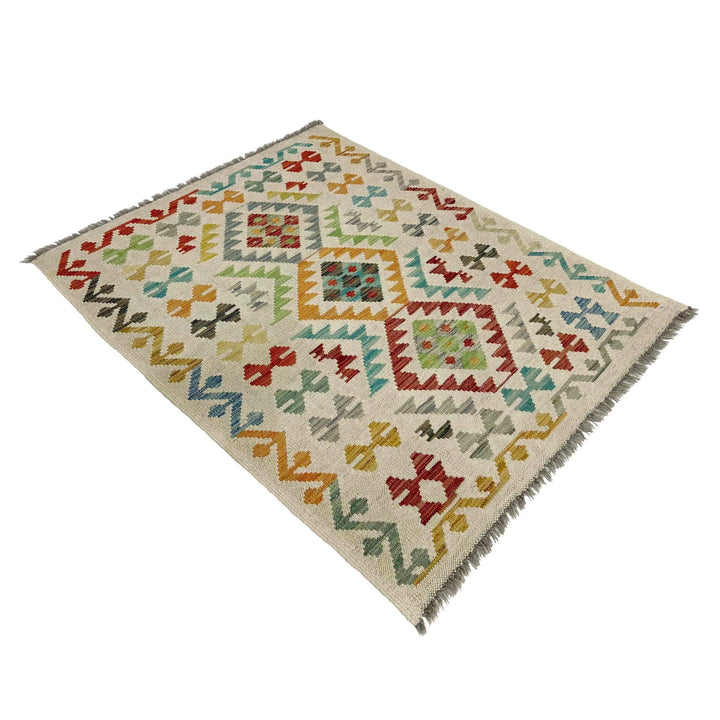 Afghan Vegetable Kilim Rug 2' 9" x 3' 10" Flat-Weave | No. AL295908