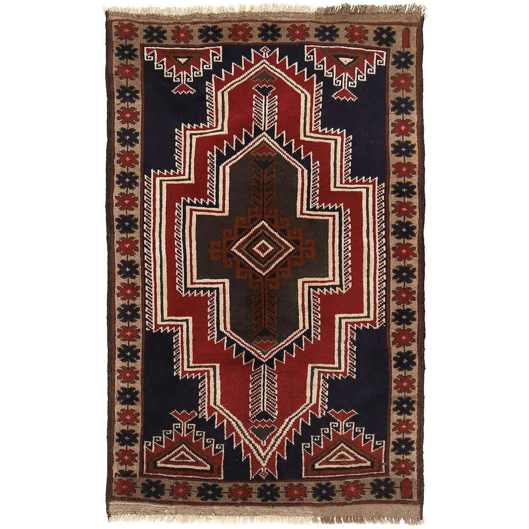 Afghan Baluchi Rug 2' 11" x 4' 7" Hand-Knotted | No. AL29606