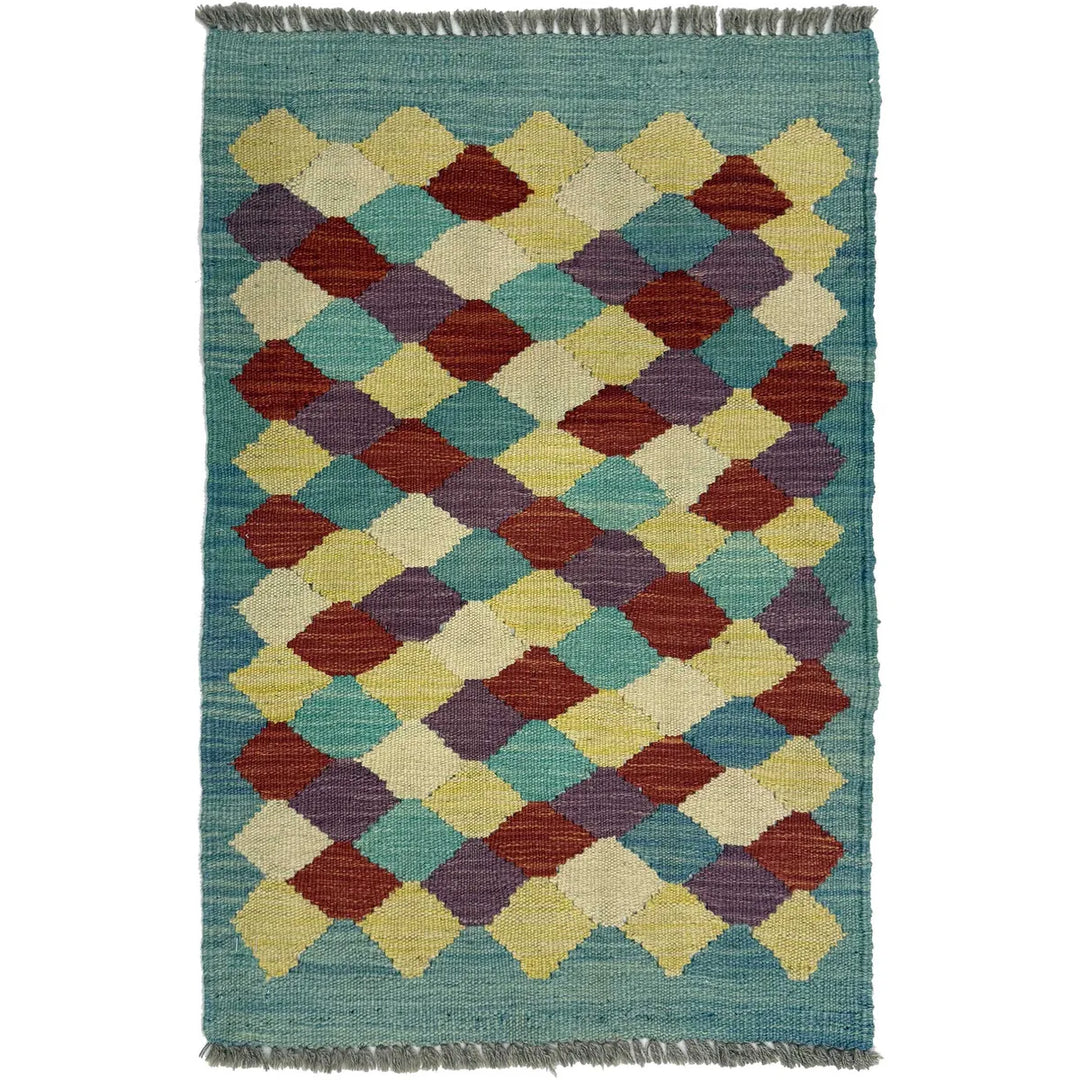 Afghan Kilim Rug 1' 11" x 2' 11" Flat-Weave | No. AL29608
