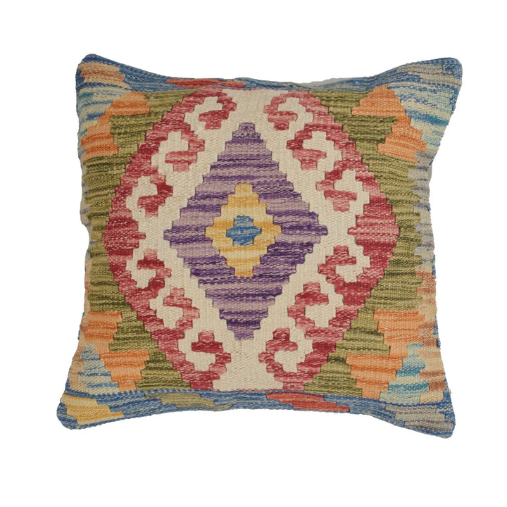 Afghan Kilim Cushion 1' 5" x 1' 5" Flat-Weave | No. AL29615
