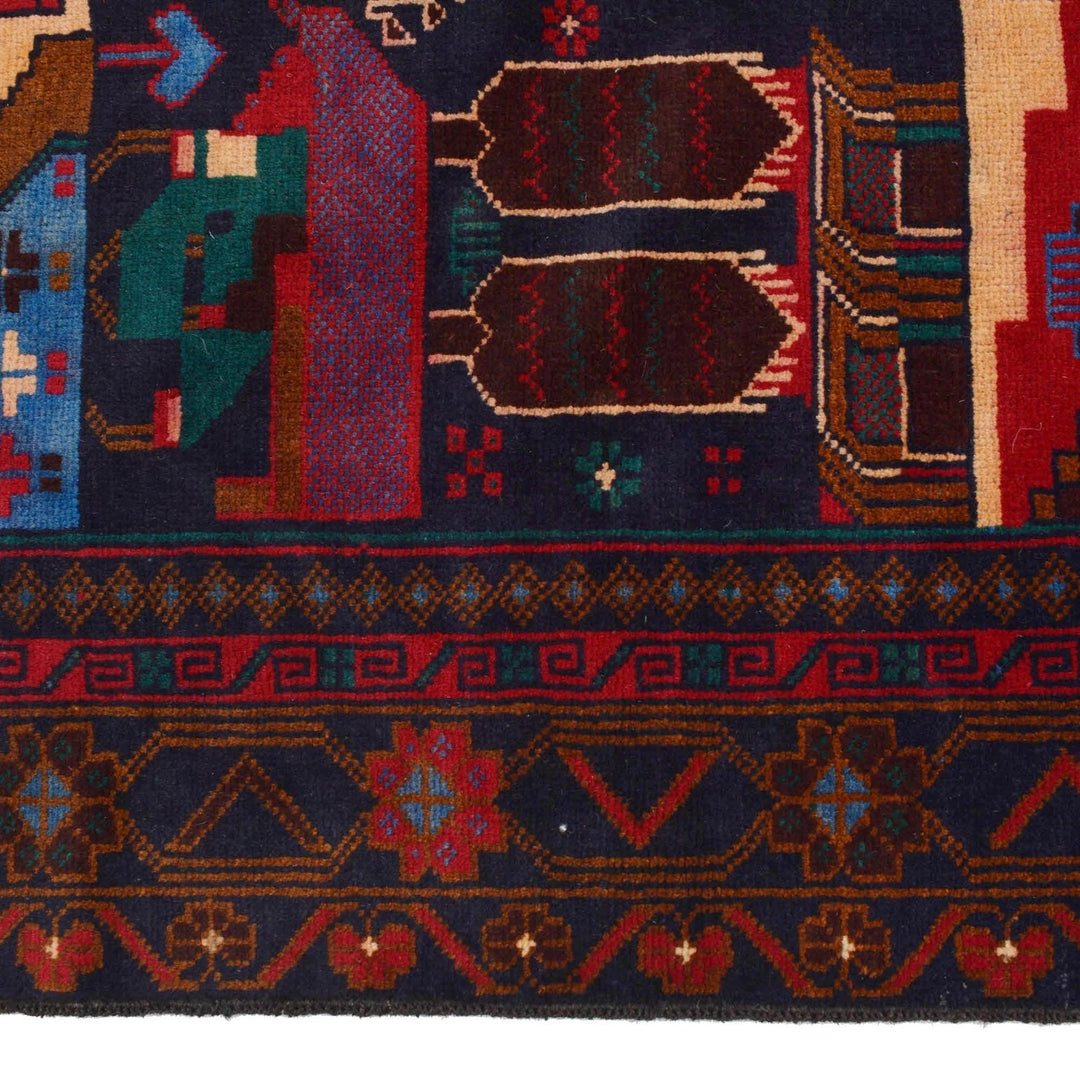 Afghan Pictorial Rug 3' 8" x 6' 1" Hand-Knotted | No. AL29663