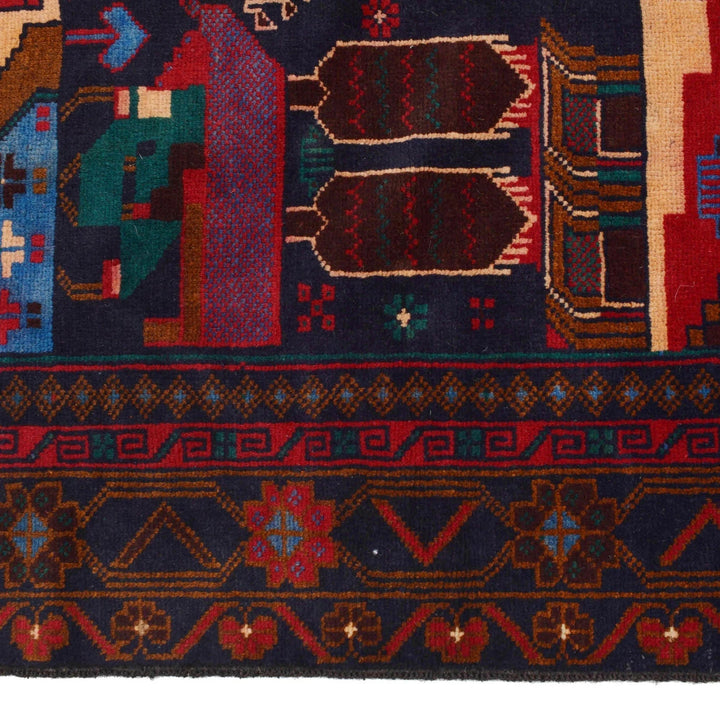 Afghan Pictorial Rug 3' 8" x 6' 1" Hand-Knotted | No. AL29663