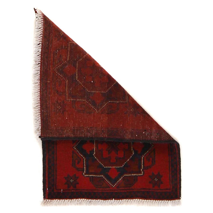 Red Afghan Oriental Doormat 1' 5" x 2' 0" Hand-Knotted | No. AL29678