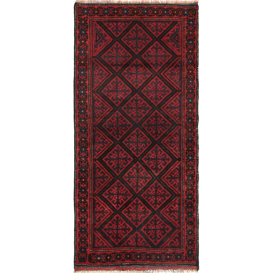 Red Afghan Baluchi Rug 2' 7" x 5' 7" Hand-Knotted | No. AL29743