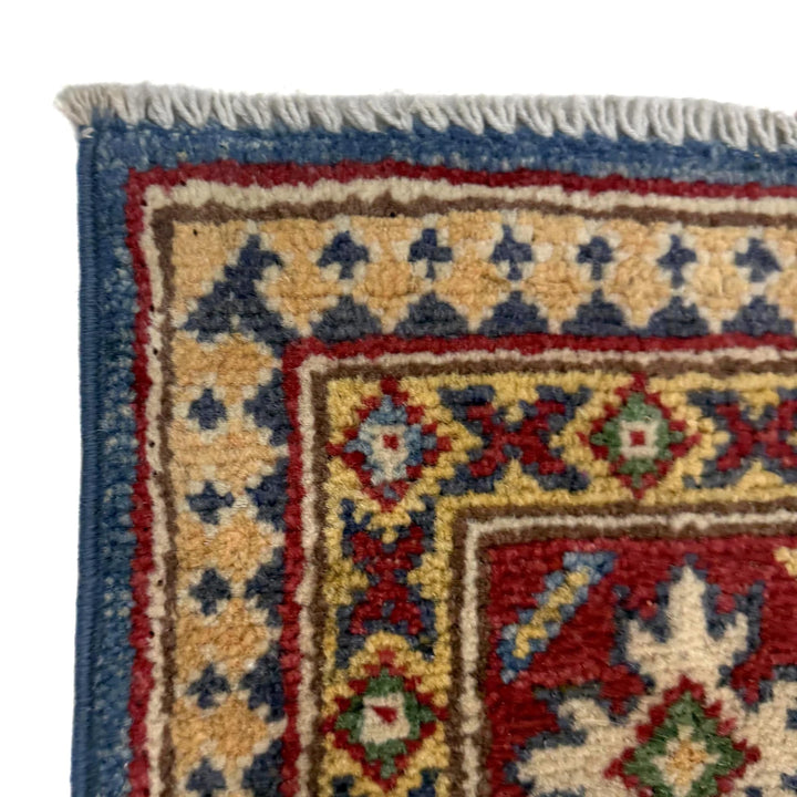 Blue Afghan Kazak Rug 4' 2" x 5' 11" Hand-Knotted | No. AL29767