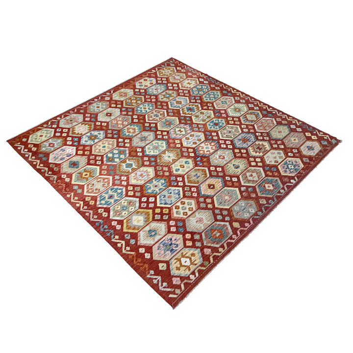 Afghan Vegetable Kilim Rug 8' 2" x 11' 2" Flat-Weave | No. AL298456