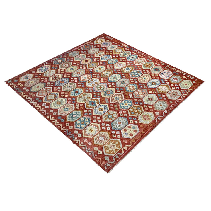 Afghan Vegetable Kilim Rug 8' 2" x 11' 2" Flat-Weave | No. AL298456