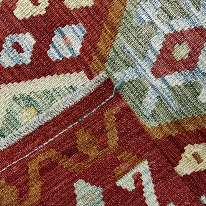 Afghan Vegetable Kilim Rug 8' 2" x 11' 2" Flat-Weave | No. AL298456
