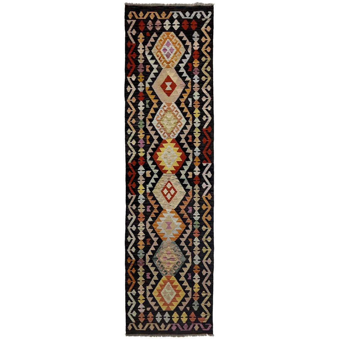 Afghan Vegetable Kilim Rug 2' 7" x 9' 10" Flat-Weave | No. AL298467