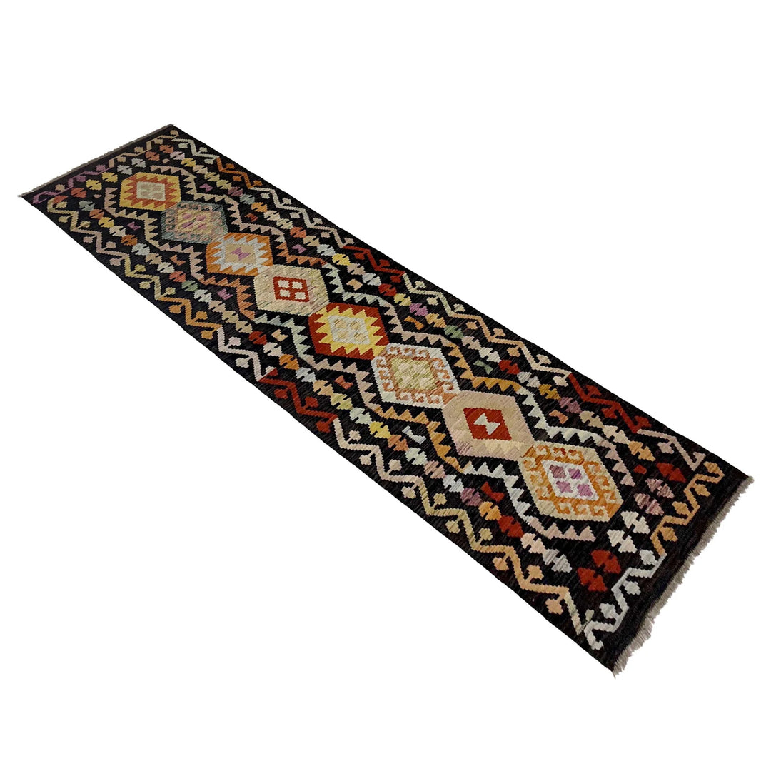 Afghan Vegetable Kilim Rug 2' 7" x 9' 10" Flat-Weave | No. AL298467