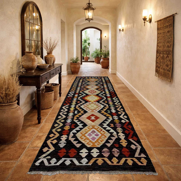 Afghan Vegetable Kilim Rug 2' 7" x 9' 10" Flat-Weave | No. AL298467