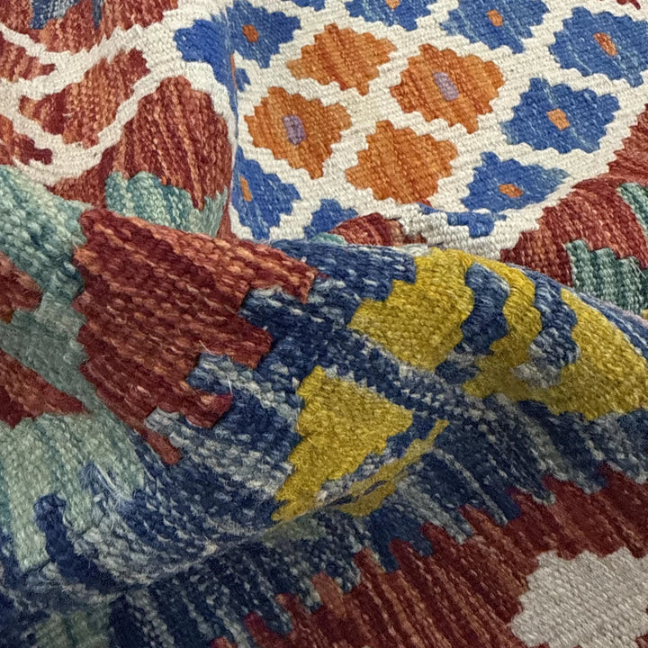 Afghan Vegetable Kilim Rug 4' 1" x 6' 0" Flat-Weave | No. AL298615