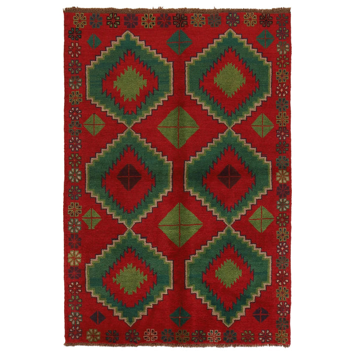 Afghan Baluchi Rug 4' 2" x 6' 3" Hand-Knotted | No. AL29862