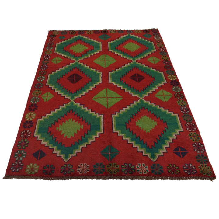 Afghan Baluchi Rug 4' 2" x 6' 3" Hand-Knotted | No. AL29862