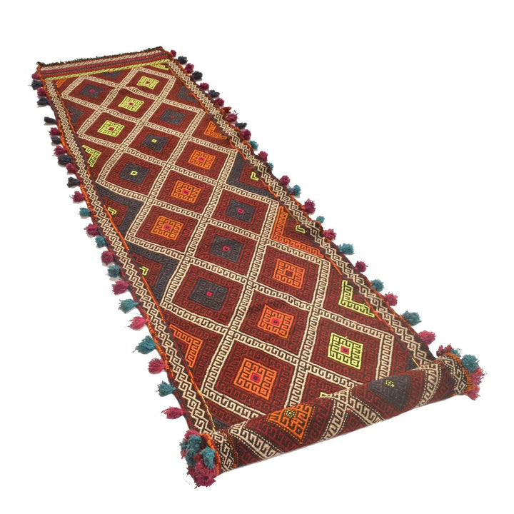 Afghan Suzuni Rug 2' 3" x 10' 10" Flat-Weave | No. AL29874
