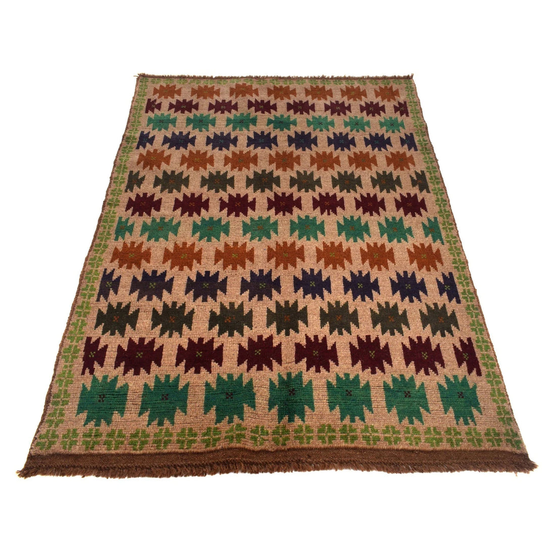 Afghan Baluchi Rug 4' 2" x 6' 1" Hand-Knotted | No. AL29877