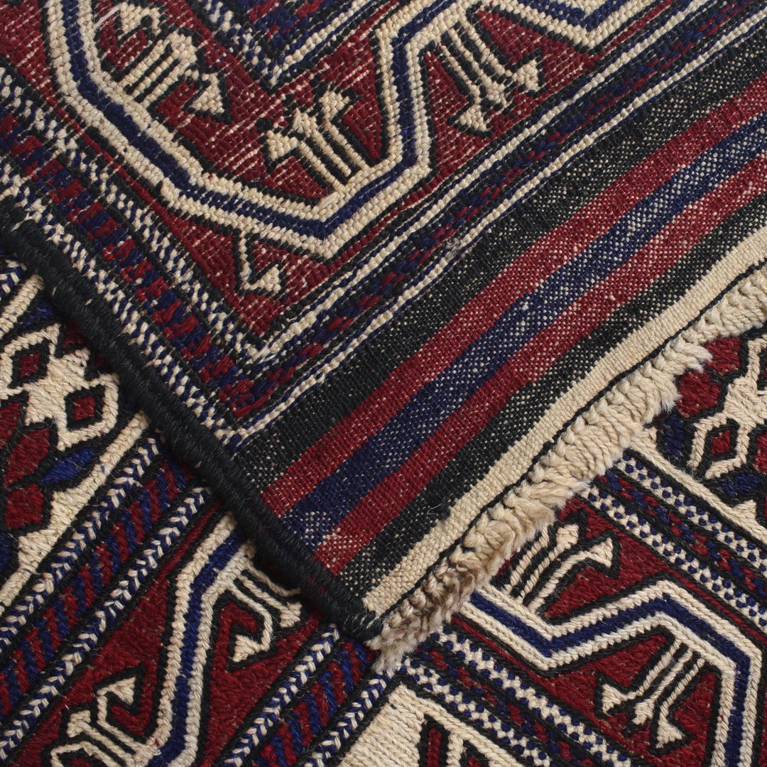 Beige Afghan Saghari Kilim Rug 6' 9" x 9' 4" Flat-Weave | No. AL29881