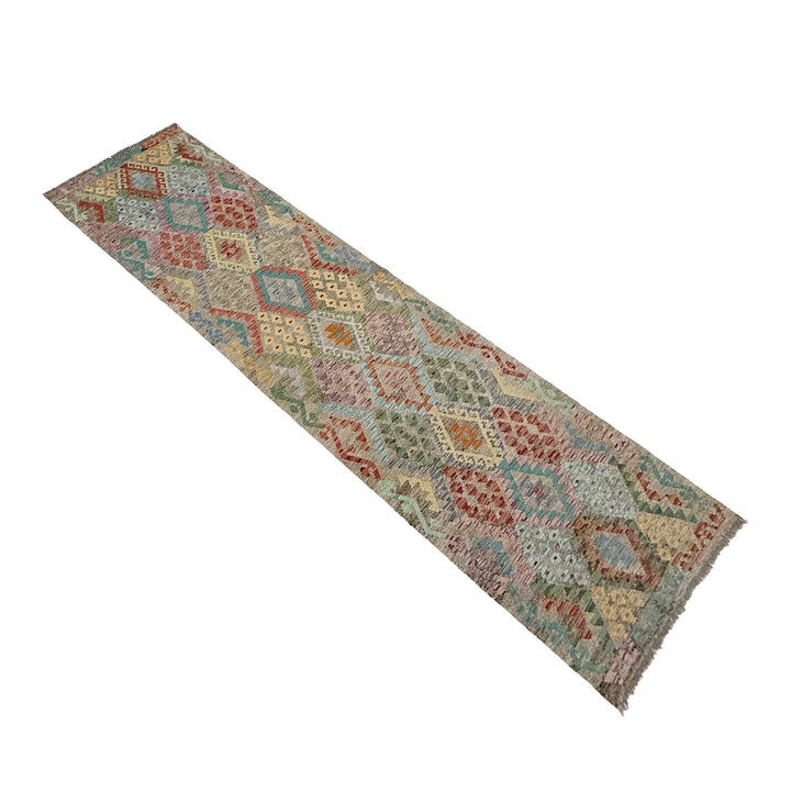 Afghan Vegetable Kilim Rug 3' 0" x 13' 0" Flat-Weave | No. AL298944