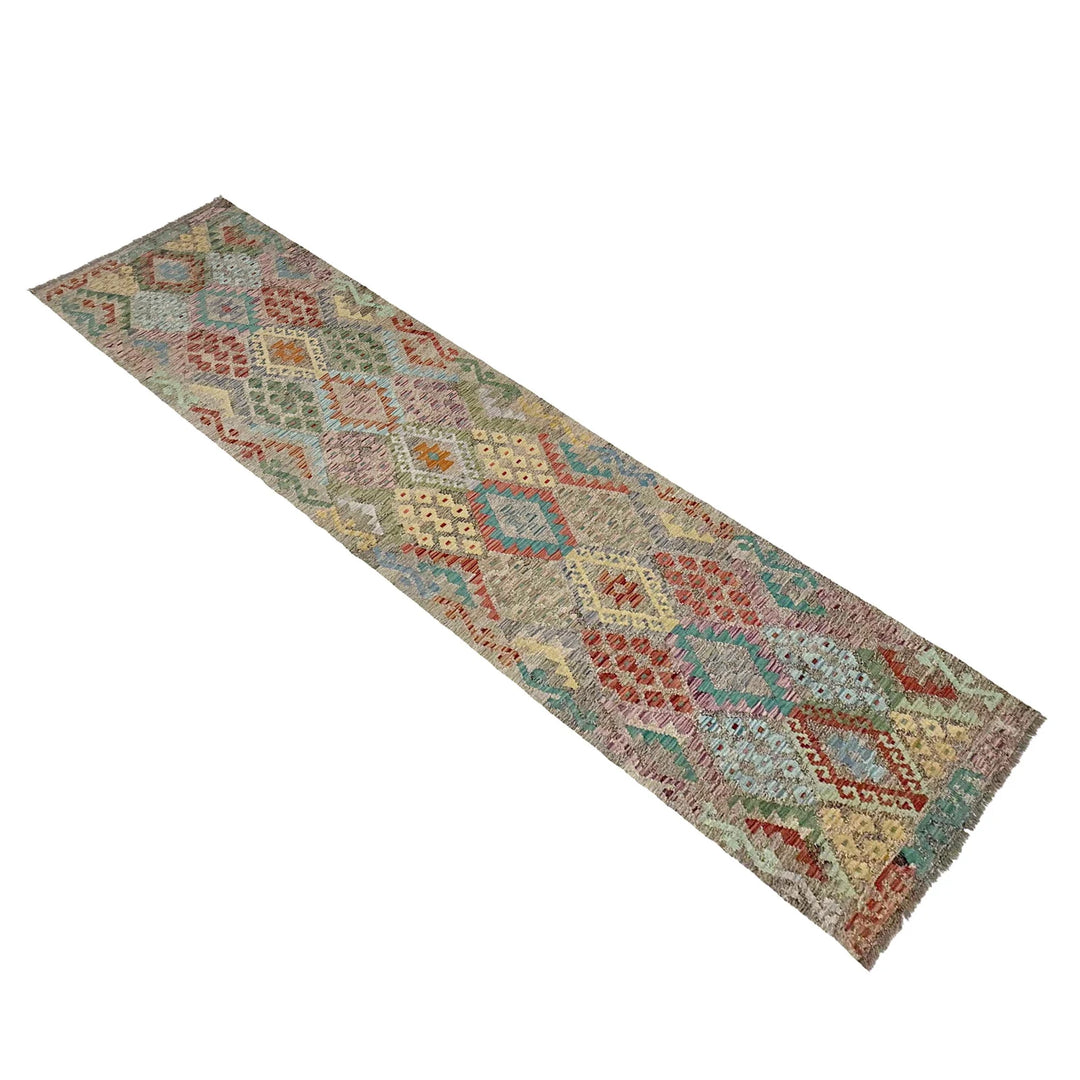 Afghan Vegetable Kilim Rug 3' 0" x 13' 0" Flat-Weave | No. AL298944