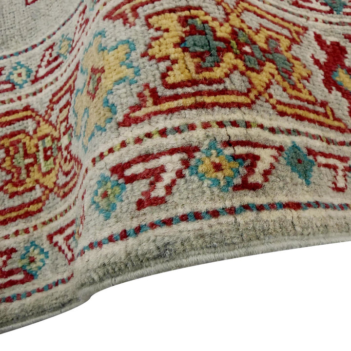 Gray Afghan Kazak Rug 4' 2" x 5' 8" Hand-Knotted | No. AL29913