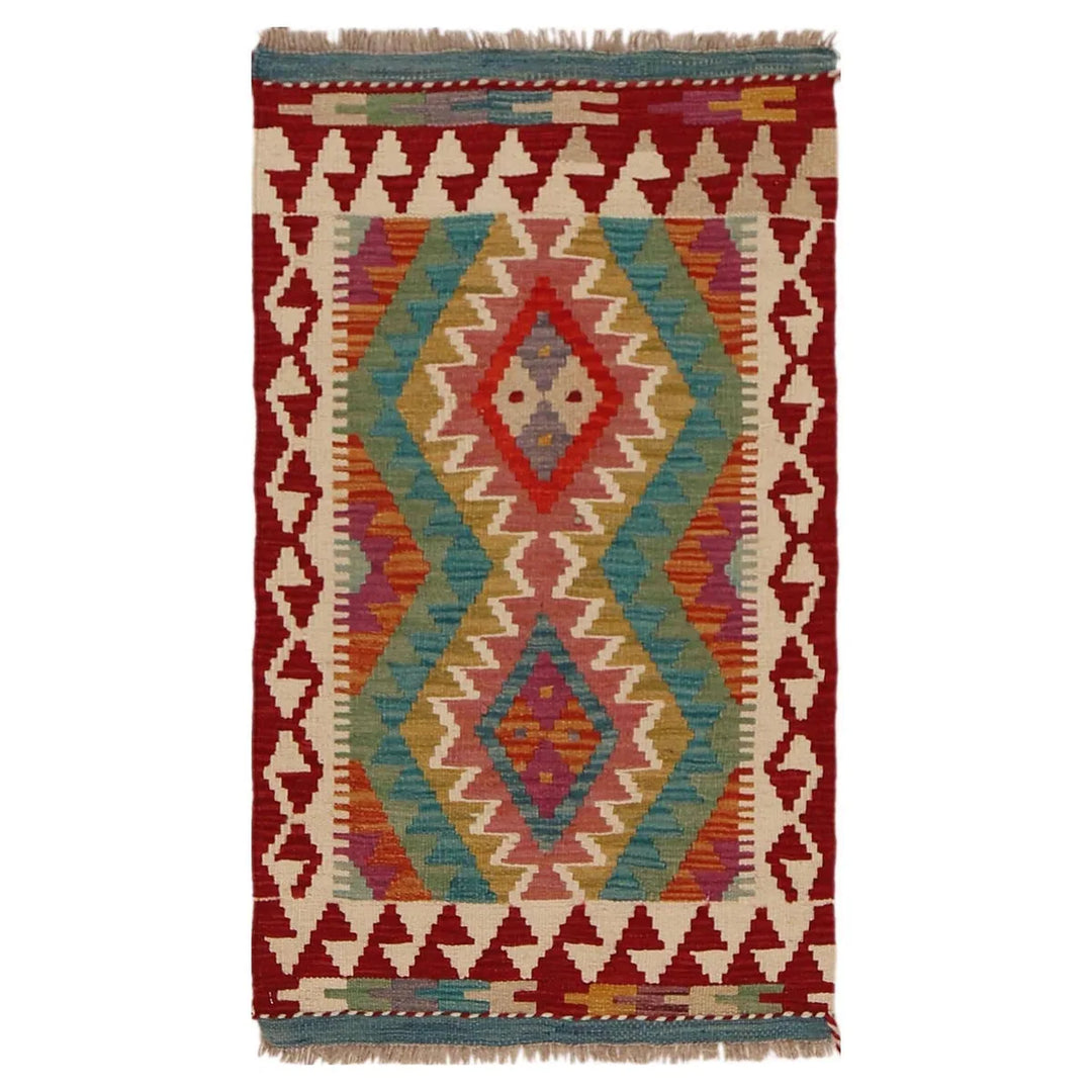 Afghan Kilim Rug 2' 1" x 3' 5" Flat-Weave | No. AL29931