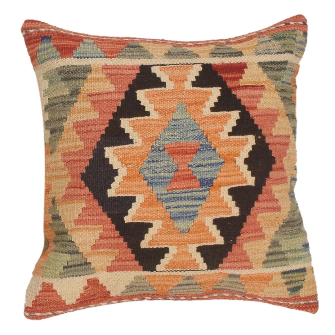 Afghan Kilim Cushion 1' 6" x 1' 7" Flat-Weave | No. AL29965