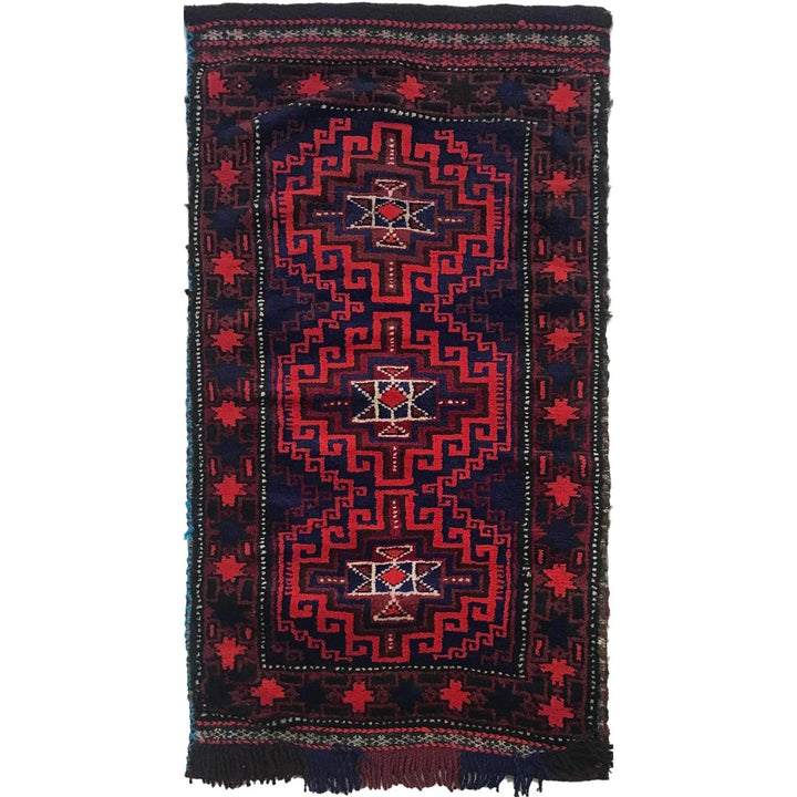 Red Afghan Balisht Rug 1' 6" x 3' 0" Hand-Knotted | No. AL29987