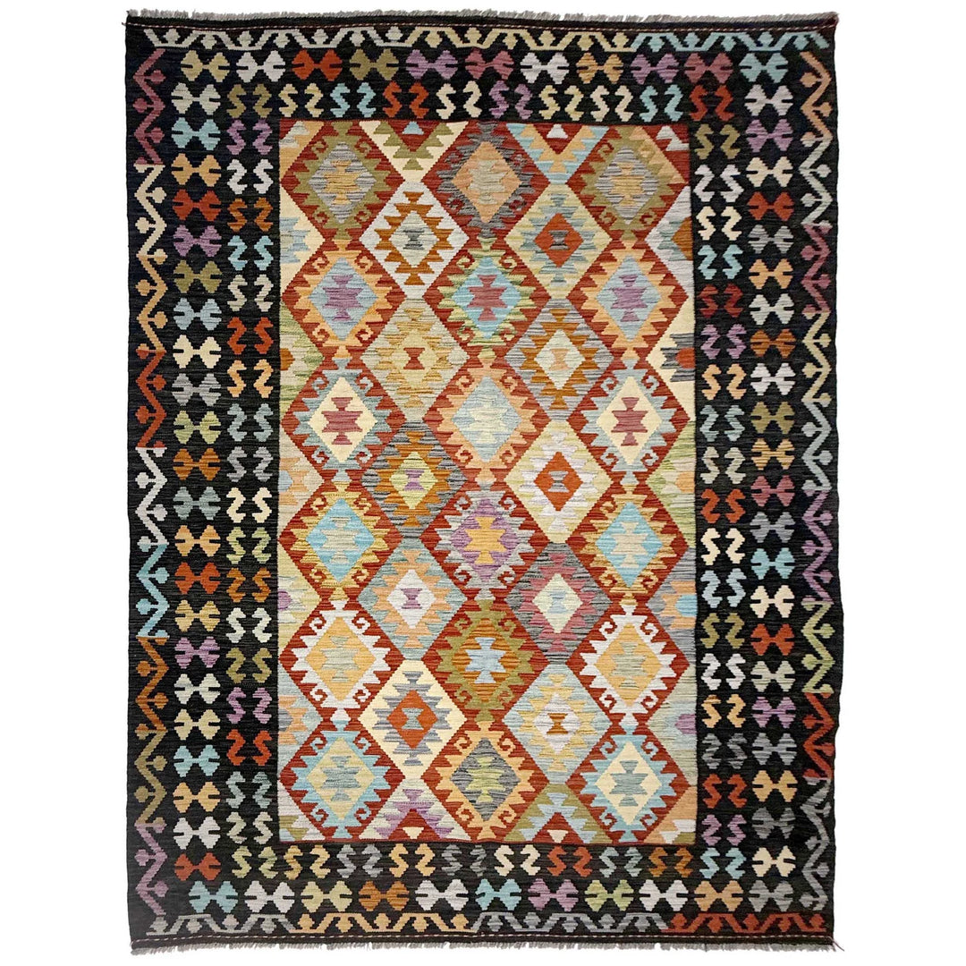 Afghan Vegetable Kelim Rug 6' 9" x 9' 8" Flat-Weave | No. AL29999