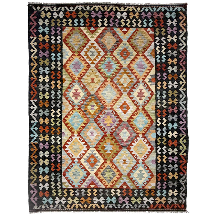 Afghan Vegetable Kelim Rug 6' 9" x 9' 8" Flat-Weave | No. AL29999